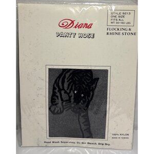 Diana Pantyhose Flocking & Rhinestone Style Tiger 9213 One Size  Nylon Black